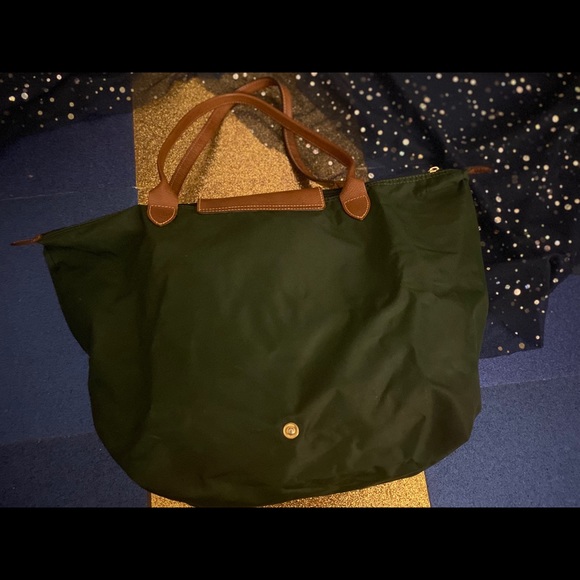 LONGCHAMP FOREST GREEN Tote GORG RARE πED FLAWED - Picture 3 of 16